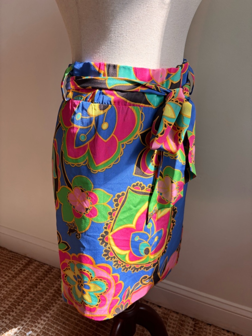 Lilly Pulitzer Anamaria Silk Straight Skirt Starry Blue Drama Queen S - Picture 3 of 6
